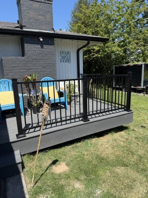 Residential deck and black railing project