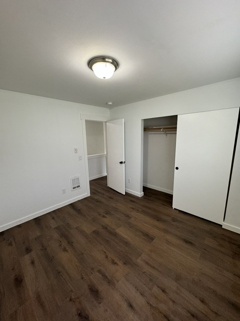 Finished bedroom with new flooring